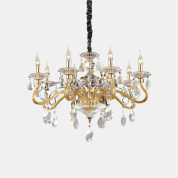 классическая подвесная люстра с восемью рожками и прозрачными кристаллами IP20