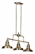 люстра на штанге с тремя металлическими плафонами в бронзовом оттенке