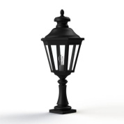 садовый фонарь с чёрным корпусом и стеклянным плафоном