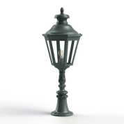 уличный фонарь с зелёным корпусом и стеклянным плафоном