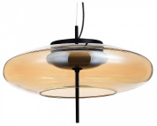 подвесной светильник с двойным стеклянным плафоном янтарного оттенка