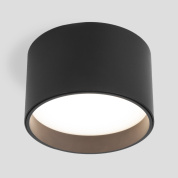 накладной потолочный светильник цилиндрической формы с утопленным матовым рассеивателем черного цвета