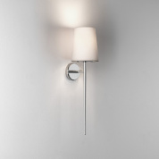 настенное бра с текстильным абажуром на металлической штанге хромированный корпус