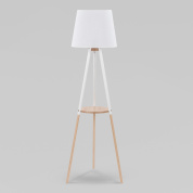 напольный торшер на треноге с тканевым абажуром