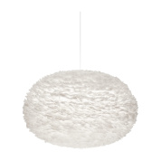 подвесной светильник с абажуром из перьев белого цвета