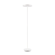 напольный торшер белого цвета с утяжеленным основанием и дисковым рассеивателем