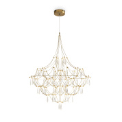 подвесная люстра с декоративными стеклянными элементами на латунной арматуре