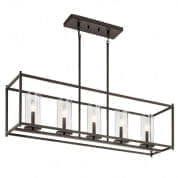 Crosby 13.75" 5 Light Linear Chandelier with Clear Glass Olde Bronze люстра 43995OZ Kichler