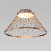 накладной потолочный светильник с широким коническим каркасным плафоном из металлических прутьев