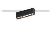 трековый линейный светильник с прямоугольным корпусом и несколькими утопленными источниками света