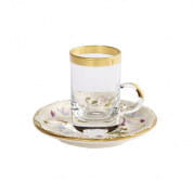 Taormina multicolor & gold arabic tea cup and saucer small size чашка, Villari