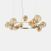 322797 Ideal Lux PERLAGE SP14 AMBRA подвесной светильник янтарная сатинированная латунь