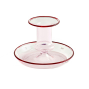 декоративный стеклянный подсвечник розового оттенка