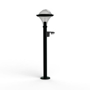 садовый боллард с датчиком движения и полусферическим плафоном на тёмной стойке