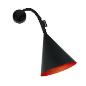 настенное бра с коническим металлическим абажуром и красным отражателем