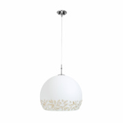 подвесной светильник сферической формы с белым орнаментом