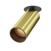 встраиваемый потолочный светильник с корпусом цвета черный и латунь