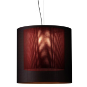 подвесной светильник с бордовым абажуром из ткани полупрозрачной структуры