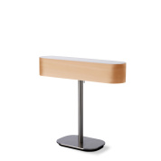 настольная лампа прямоугольной формы с деревянным плафоном