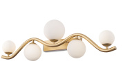 настенный светильник на изогнутом основании с тремя шаровыми плафонами золотого цвета