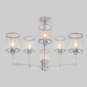 пятирожковая потолочная люстра со стеклянными цилиндрическими плафонами