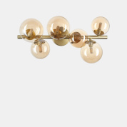 многоламповый потолочный светильник с янтарными стеклянными плафонами