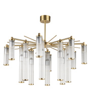 шестнадцатирожковая подвесная люстра с вертикальными стеклянными цилиндрами