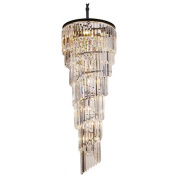 многоуровневая подвесная люстра с кристаллами на металлическом каркасе