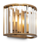 настенное бра с вертикальными стеклянными элементами в золотом каркасе