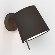 настенное бра с тёмным текстильным абажуром и основанием из бронзы