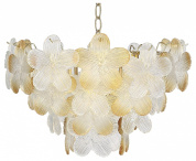 подвесная люстра с каскадом стеклянных элементов в форме лепестков