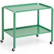 AD504-C931 Hay Arcs двухъярусная сервировочная тележка на колёсах с рельефной рамой в зелёном цвете