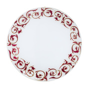 потолочный светильник с тремя лампами и белым плафоном с красным орнаментом