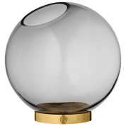500420050012 GLOBE AYTM Ваза-шар на золотой подставке из чёрного и прозрачного стекла Ø21 см