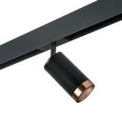 потолочный светильник на штанге черного цвета с медным акцентом для однофазного трека