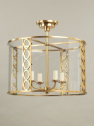 подвесной фонарь из латуни с геометрическим орнаментом и прозрачными стеклами