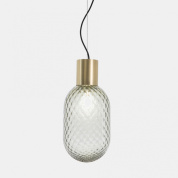 подвесной светильник с коричневым рифлёным плафоном и бронзовым креплением