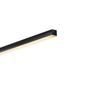 потолочный линейный светильник в черном корпусе с рассеивателем направленного света