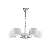 люстра с пятью цилиндрическими абажурами на хромированной арматуре