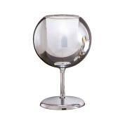 настольная лампа с прозрачным абажуром шарообразной формы на стеклянном основании