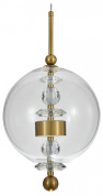 подвесной светильник с прозрачным стеклянным плафоном сферической формы на латунном подвесе