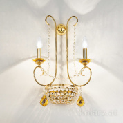 Kolarz Amadeus 0381.62.3.SpT.Ki.A настенный светильник золото 24 карата ширина 39cm макс. высота 54cm 2 лампы e14+g9