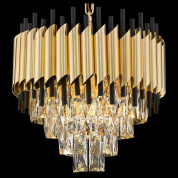 подвесная люстра с многоуровневыми золотыми цилиндрическими элементами