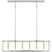S5015PN Visual Comfort Belden подвесной линейный светильник с прямоугольной стеклянной колбой и металлической арматурой