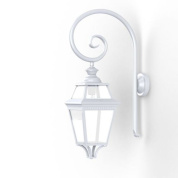 настенное бра белого цвета с кронштейном и прозрачным плафоном