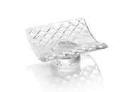 мыльница из прозрачного рельефного стекла с изогнутой формой