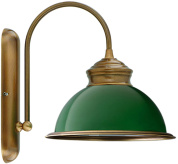 настенное бра с куполообразным металлическим плафоном зелёного цвета