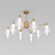 восьмирожковая потолочная люстра с прозрачными стеклянными плафонами