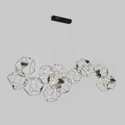 подвесная люстра из прозрачных многогранных стеклянных плафонов на подвесах