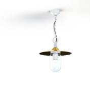 подвесной светильник с одним плафоном на цепи с белым и бронзовым элементом